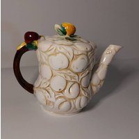 Majolika Teekanne Apfel Zitrone Motiv Made in Japan Vintage Tea Time Retro von OriginalVintageGypsy