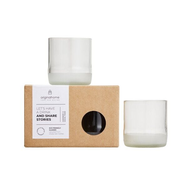 Originalhome Trinkgläser aus recycelten Bierflaschen, S/2 – grünes Geschenk, fair gefertigt & spülmaschinenfest. von Originalhome