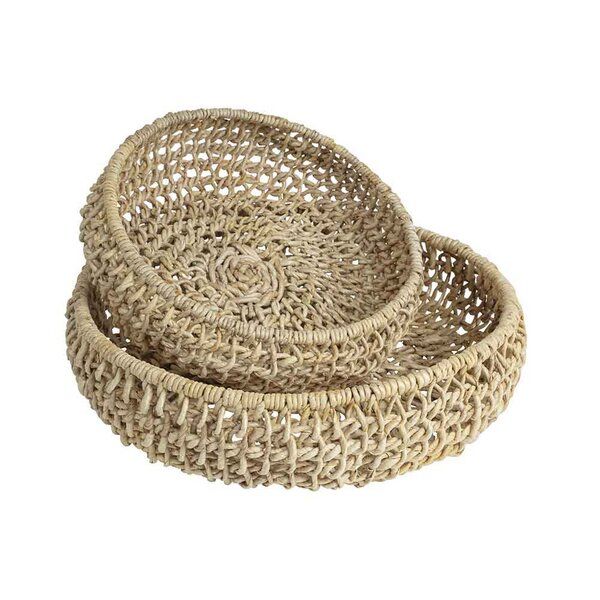 Originalhome Natürliches Tablett aus Abaca, Lanting, handgefertigt, 2er Set von Originalhome
