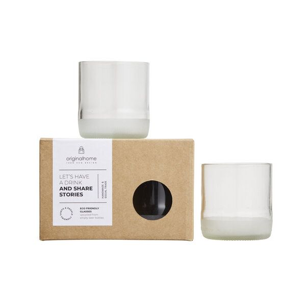 Originalhome Upcycling-Glas aus Bierflaschen - M 2er Set in 2 Farben von Originalhome