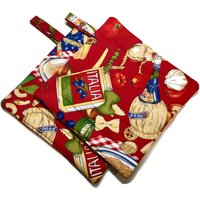 Gesteppte Topflappen Pasta Dinner, 2-Er Set, Alexander Henry, Rot von OriginalsbyLauren