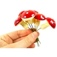Rot Weiß Pilz 12Er Set Feen Garten Pilze Terrarium Mini Bastelzubehör Verzierungen Scrapbooking Centerpiece Nr 020 von OrinsTreasureChest