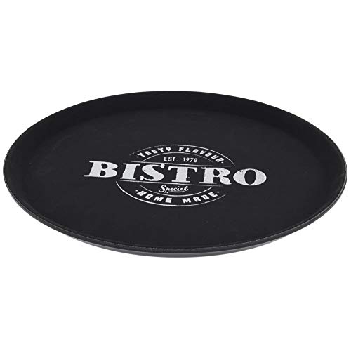 Bar-Tablett, rutschfest, 35 cm, schwarz, dekoratives schwarzes Tablett, großer Tisch, runde Bar, Restaurant, Party, Bar von Orion Group