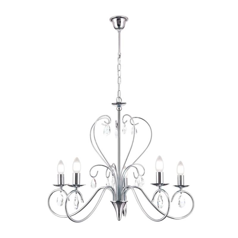Orion Leuchten Kristall Kronleuchter Alessia 68 cm x 58 cm 5 x E14 Chrom von Orion Leuchten