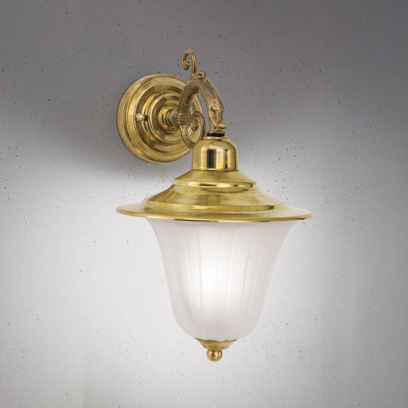 Außenwandleuchte Yard, Messing, Glas satiniert, E27, IP43 von Orion