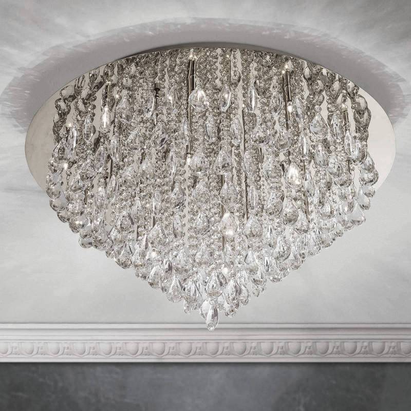 Deckenlampe Celeste mit K9-Kristallen, Ø75cm chrom von Orion