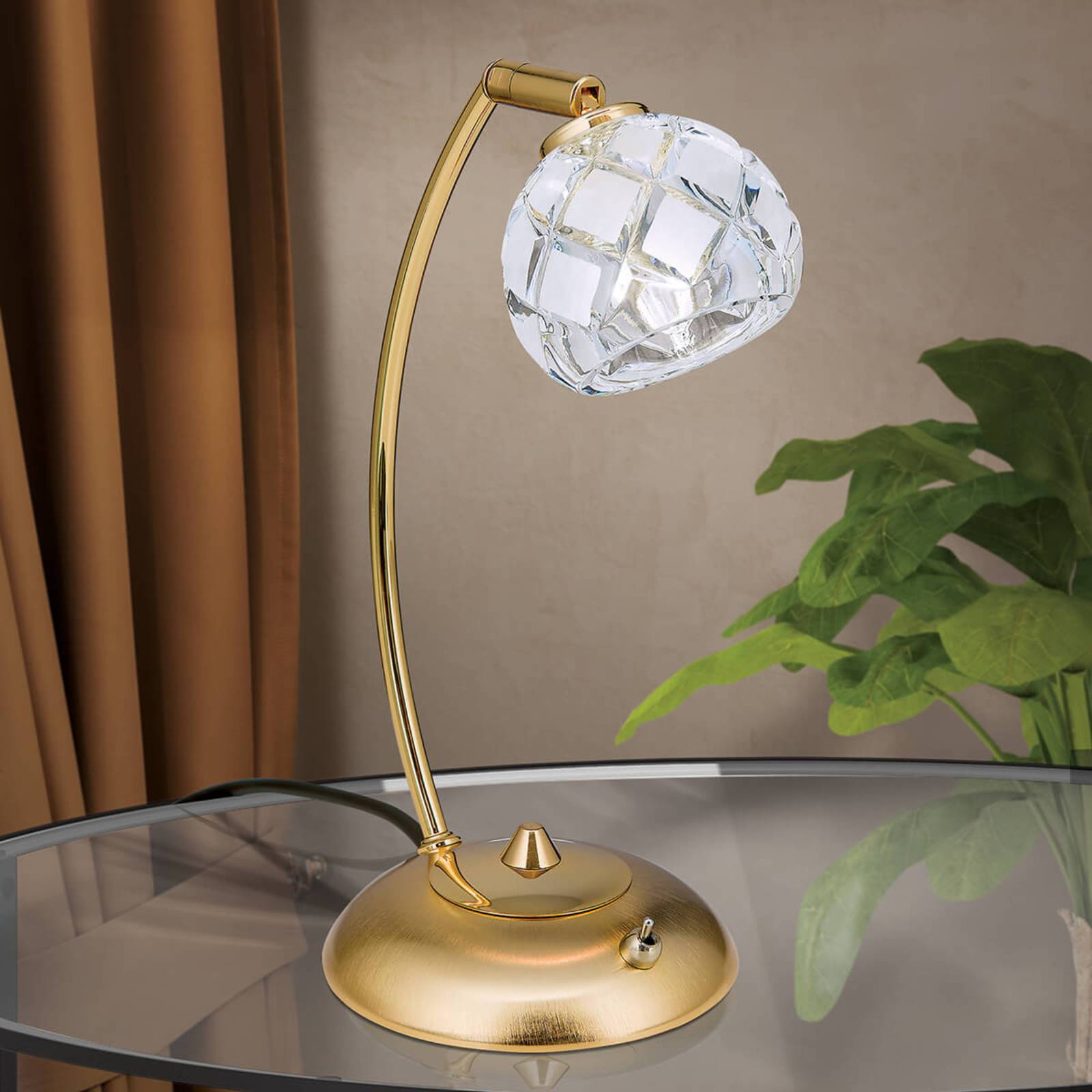 Bleikristall-Tischleuchte Maderno, gold von Orion