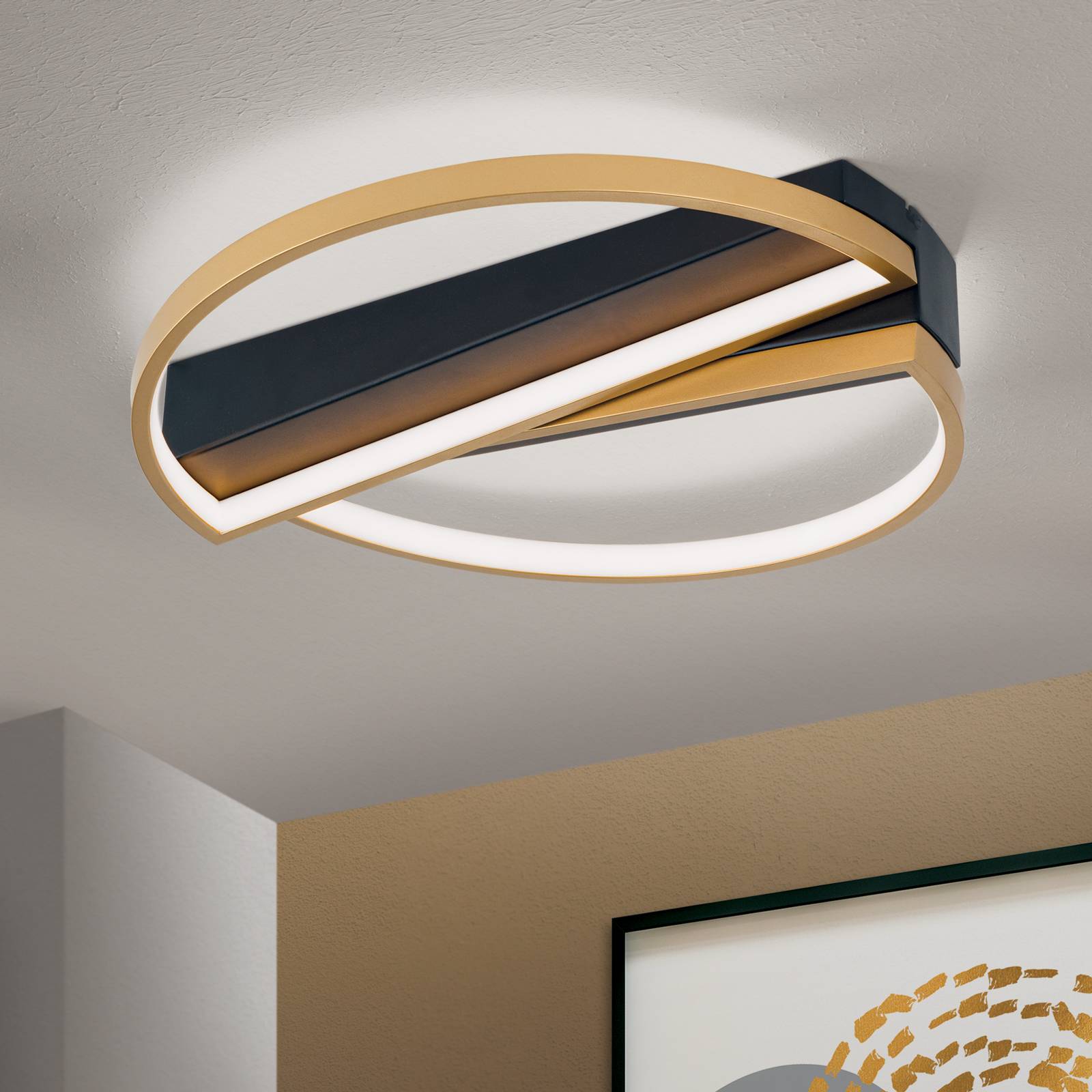 LED-Deckenlampe Olga, schwarz/gold von Orion