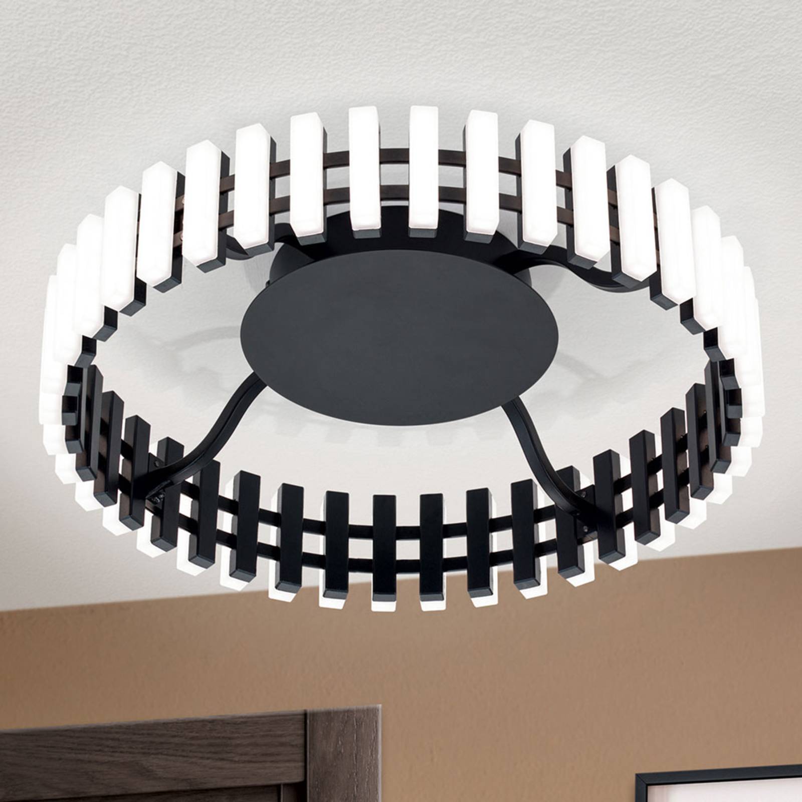 LED-Deckenleuchte Mansion, schwarz-weiß Ø 43 cm von Orion