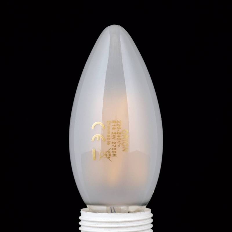 LED-Leuchtmittel E14 C35, matt, 2W, 2.700 K, 180 lm, dimmbar von Orion