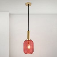 [NEUWERTIG] B-Ware Orion Pendelleuchte Hängelampe Carneval Leuchte Altmessing Rot Glas ø 14 Cm von Orion