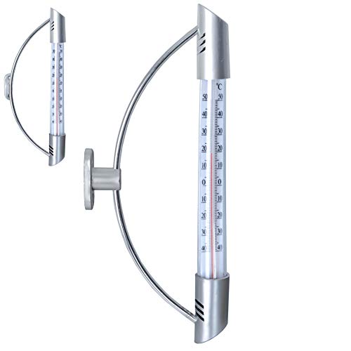 ORION GROUP Fensterthermometer Außenthermometer 24 cm Gartenthermometer Analog Thermometer Temperaturanzeige Silber von orion group