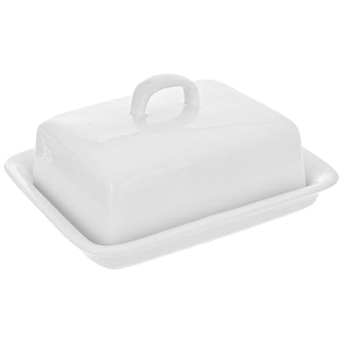 ORION Weiß Butterdose mit Deckel Butterglocke aus Keramik | Porzellan Butterbehälter | Klassische Butterglocke für 250 g Butter, Butterschale mit Deckel und Griff von Orion