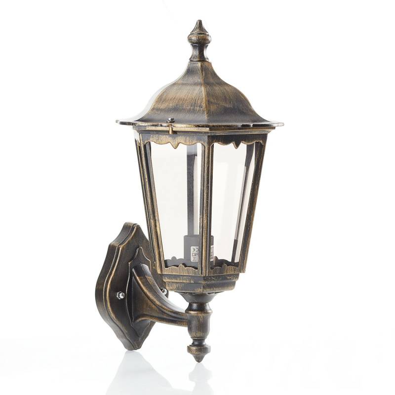 Orion Außenwandleuchte Wandlampe Puchberg Schwarz Gold Aluminium Glas E27 Ip43   B-Ware von Orion