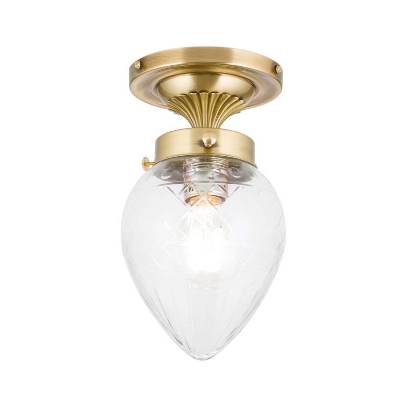 Orion Deckenleuchte Lampe Enna ø 15 Cm Bronze Transparent Messing Glas E27 Lampe B-Ware von Orion