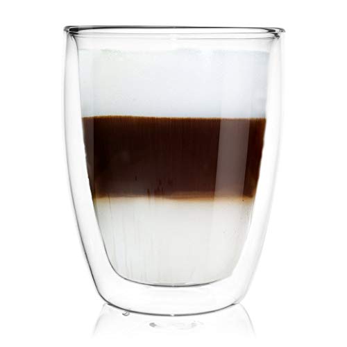 Orion Teeglas Kaffeeglas, Kaffeegläser thermogläser doppelwandig Doppelwandiges Doppelwandige Gläser Thermoglas für KAFFEE Latte Cappuccino Tee (300 ml ohne ohr) von Orion