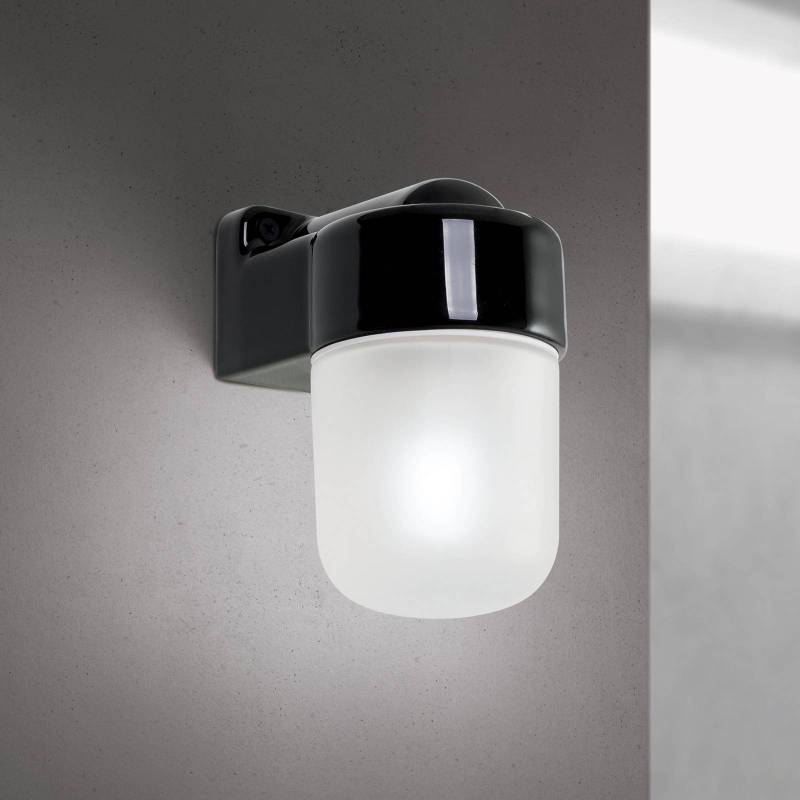 Wandleuchte Ostia, schwarz, Keramik, Glas satiniert, E27 von Orion