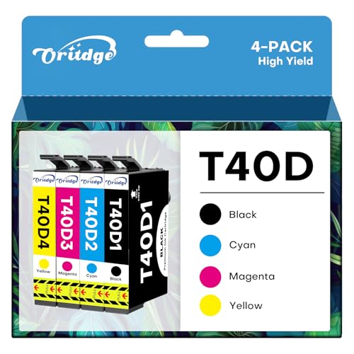 T40D Tintenpatrone für Epson T40D T40D1 T40D2 T40D3 T40D4 Tintenpatronen für SureColor SC-T2100 SC-T3100 SC-T3100M MFP SC-T3100N SC-T5100 SC-T5100M SC-T5100N (Schwarz, Cyan, Magenta, Gelb) von Oritdge