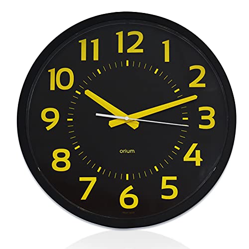 Orium Autre Wanduhr Ziffern Ø 30 cm 11023 Schwarz/Gelb, Kunststoff, 30 x 3 x 30 cm von Orium