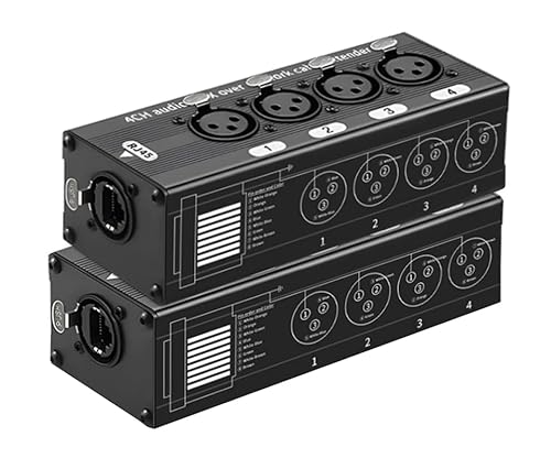 Orivin 4-Kanal-Multinetzwerk, 3-poliger XLR-Stecker und -Buchse auf Ethercon-Kabelkanäle, kompatibler Cat5- und Cat6-Ethernet-Extender (1 Paar: Stecker, Buchse) von Orivin