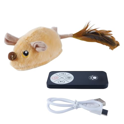 Orivin Elektrische Spielmaus Für Katzen, Mäuse-Katzenspielzeug Mit Fernbedienung, Interaktive Spielzeugmaus Mit Licht, Realistische Geräusche von Orivin