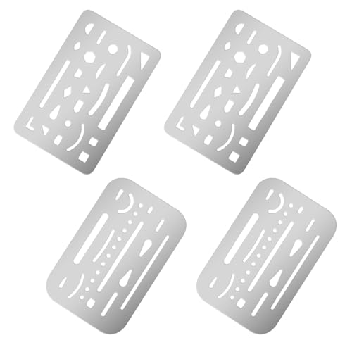Orivin Set mit 4 Radiergummi-Schablonen aus Edelstahl. Präzisions-Zeichenwerkzeuge für mechanische Kunst, technisches Design, Künstler, Zeichner Orivin Set mit 4 Radiergummi-Schablonen aus Edelstahl. Präzisions-Zeichenwerkzeuge für mechanische Kunst, technisches Design, Künstler, Zeichner von Orivin
