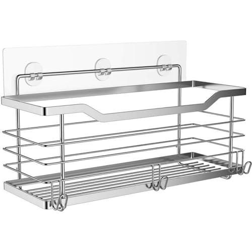 Oriware Duschablage ohne Bohren Selbstklebend Duschkorbe Wandablage Badezimmer Caddy Badregal SUS304 Edelstahl - 31 x 11.5 x 12 cm von OriwarE