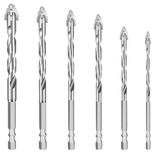 6 Stück Sägezahnbohrer, Exzenterbohrer Set 4/5/6/8/10/12 mm, Vierschneidiger Sägezahn Exzenterbohrer mit 1/4 Sechskant-Schaft, Sägezahnbohrer Bohrer Vierschneidige für Beton,Glas,Keramik,Holz,Metall von Orixo