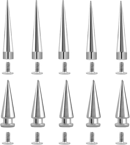 Orixo 30 Stück Punk Nieten 7x20m + 7x40mm Spike-Nieten Silberkegel, Punk Nieten Killernieten Für Heimwerker Bastelarbeiten Kleidung Jacken von Orixo