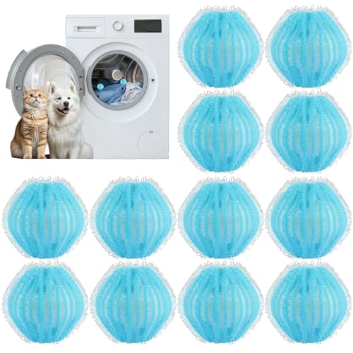 12 Stücke Tierhaarentferner Waschmaschine，Blau Fusselbälle Waschmaschine Wiederverwendbar Katzen Hund Tierhaare Waschmaschinenzubehörr für Haustiere Familie Wäschepflege von Orizizhic