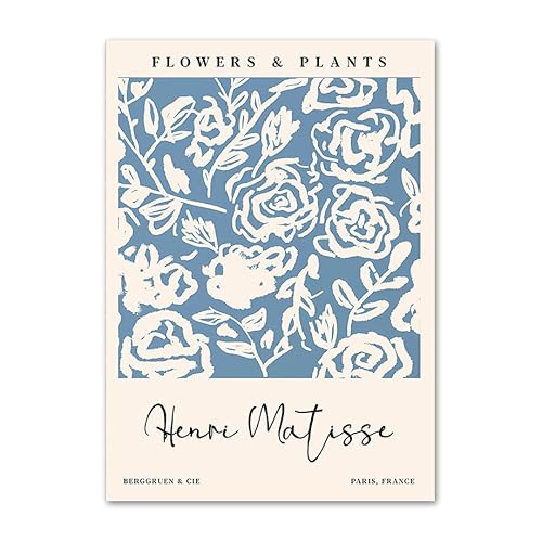 Orjdjz Wxkbl Henri Matisse Poster Hellblau Blume Matisse Leinwand Wandkunst Matisse Drucke Matisse Malerei Matisse Bild für Wohnkultur 50x75cm Kein Rahmen von Orjdjz Wxkbl