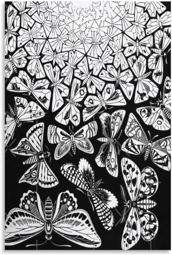 Orjdjz Wxkbl M. C. Escher Schmetterling Poster M. C. Escher Wandkunst M. C. Escher Drucke Abstrakte Malerei Leinwand für Wohnzimmer Dekor Bild 50x75cmx1 Kein Rahmen von Orjdjz Wxkbl