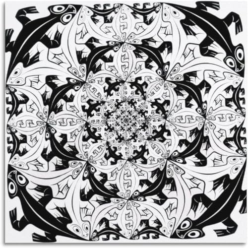 Orjdjz Wxkbl M.C. Escher Poster《 (Kleiner und Kleiner》Wandkunst M.C. Escher Drucke M.C. Escher Malerei Leinwand für Haus Wanddekoration Bild 40x40cm Kein Rahmen von Orjdjz Wxkbl