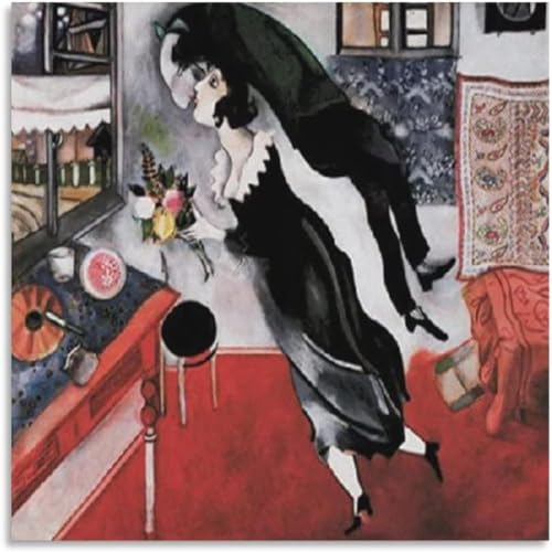 Orjdjz Wxkbl Marc Chagall Abstraktes Kunstposter Marc Chagall Drucke Abstrakte Wandmalerei Marc Chagall Leinwandbild für Wohnzimmer Dekor 60x60cmx1 Kein Rahmen von Orjdjz Wxkbl