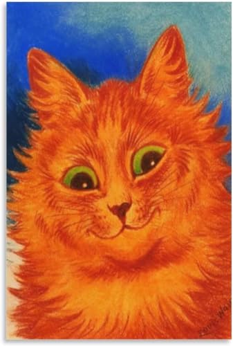 Orjdjz Wxkbl Orange Katze Poster von Louis Wain Wandkunst Retro Louis Wain Drucke Louis Wain Gemälde Leinwand für Wohnzimmer Dekor Bild 50x75cmx1 Kein Rahmen von Orjdjz Wxkbl