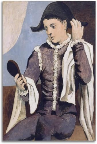 Orjdjz Wxkbl Retro Pablo Picasso Gemälde Harlekin mit einem Spiegel Poster Wandkunst Pablo Picasso Drucke Abstraktes Leinwandbild für Schlafzimmer Wanddekoration 50x75cm Kein Rahmen Orjdjz Wxkbl Retro Pablo Picasso Gemälde Harlekin mit einem Spiegel Poster Wandkunst Pablo Picasso Drucke Abstraktes Leinwandbild für Schlafzimmer Wanddekoration 50x75cm Kein Rahmen von Orjdjz Wxkbl