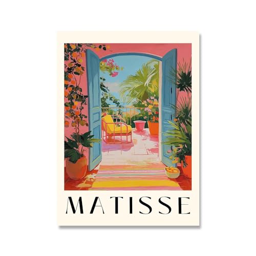 Orjdjz Wxkbl Rosa Matisse Wandkunst Abstraktes offenes Fenster Poster Matisse Moderne bunte Drucke für Wand Badezimmer Dekor Malerei 20x30 Zoll (50x75cm) Ungerahmt von Orjdjz Wxkbl