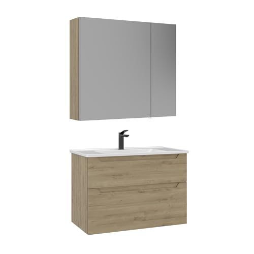 Orka Messina Badmöbel-Set 80/100 cm – Matt Weiß & Matt Eiche – Badezimmermöbel mit Keramik Waschbecken & Spiegelschrank, Soft-Close Schubladen, langlebig & feuchtigkeitsbeständig (Matt Eiche, 80) Orka Messina Badmöbel-Set 80/100 cm – Matt Weiß & Matt Eiche – Badezimmermöbel mit Keramik Waschbecken & Spiegelschrank, Soft-Close Schubladen, langlebig & feuchtigkeitsbeständig (Matt Eiche, 80) von Orka