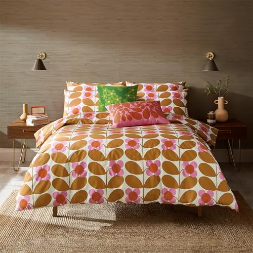Orla Kiely Bedding – Stem Bloom Saffron Bettbezug-Set aus 100 % Baumwolle (Doppelbettbezug-Set: 200 x 200 cm) von Orla Kiely