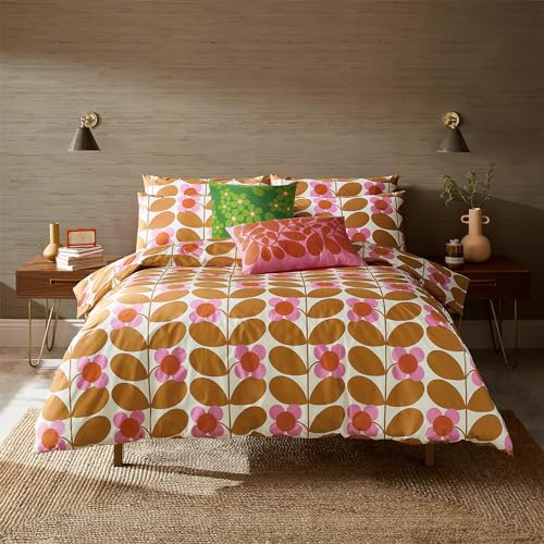 Orla Kiely Bettwäsche-Set, Stem Bloom Safran, 100 % Baumwolle (Einzelbettbezug-Set: 137 x 200 cm) von Orla Kiely