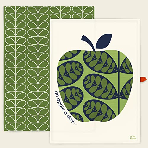 Orla Kiely Geschirrtücher, 2 Stück, für die Küche An Apple A Day, 100% Baumwolle von Orla Kiely