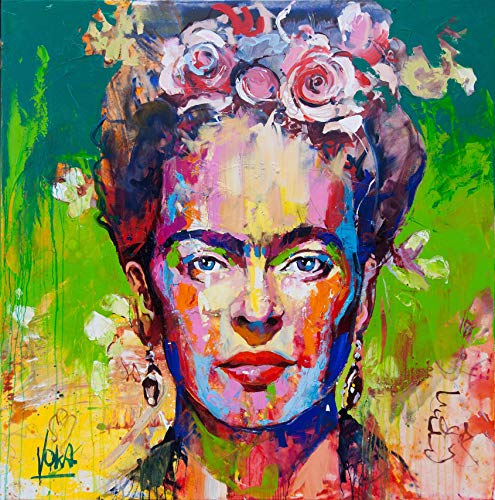 Orlco Art Frida Kahlo Wandbild auf Leinwand Gemälde Poster und Druck Realis-Bilder für Wohnzimmer Dekor bunt, a, 28x28inch With The Frame von Orlco Art