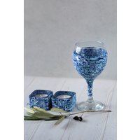 Blau-Weißes Set Für Shabbat, Kiddush Tasse Und Teelichthalter Blau-Weißes Set Für Shabbat, Kiddush Tasse Und Teelichthalter von OrlyRabinowitz