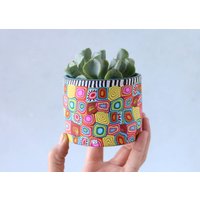 Polymer Clay Blumentopf 8, 3 cm Kleiner Bunter Sukkulenten Keramik Übertopf von OrlyRabinowitz