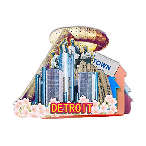 Detroit USA Kühlschrankmagnet, 3D, klassische Holz-Kühlschrankmagnete, Wahrzeichen, handgefertigt, Handwerk, Reisen, Souvenir, Geschenk, Sammlung, Dekoration -49 von Orlybar