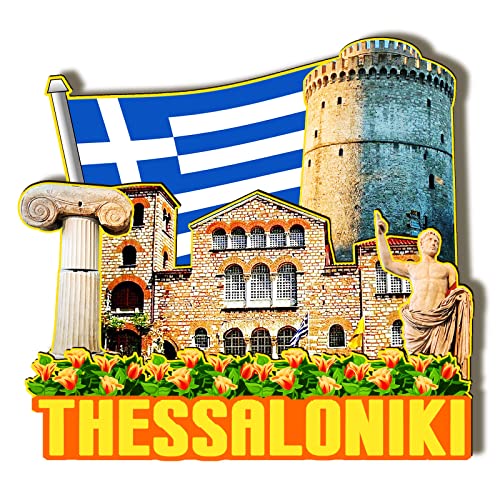 Thessaloniki Holzmagnet Griechenland, 3D-Kühlschrankmagnete, Reise-Sammlerstück, Souvenirs, Dekorationen, Handarbeit, 3 von Orlybar
