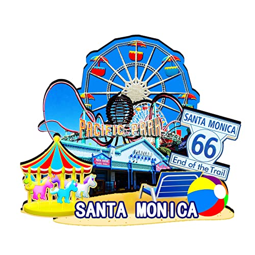 USA Santa Monica Holzmagnet, 3D-Kühlschrankmagnete, Reise-Sammlerstück, Souvenirs, Dekorationen, handgefertigtes Handwerk, 2 von Orlybar