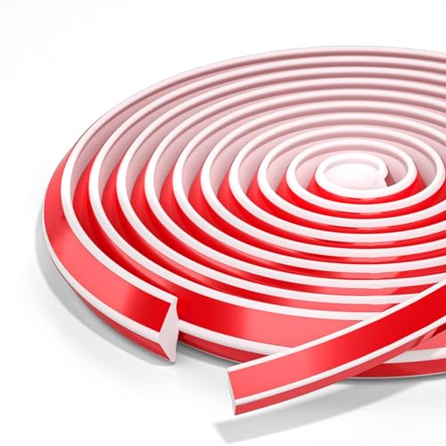Ormein Flexible Zierleiste Selbstklebend Dreieck, TPE Material, Decken- und Wandleiste, Eckleiste für Abschlussleiste, Küchenarbeitsplatte (19x13mm, 3M, Rot) von Ormein