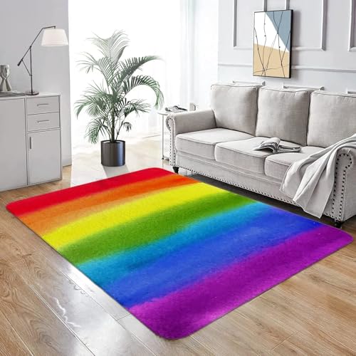 Wasserfarben-Regenbogen-Teppich, ultraweiche Kunstwolle, Überwurf, Teppich, rutschfester Teppich, Boden-Teppich, Abdeckung für Wohnzimmer, Schlafzimmer, Dekoration, 60 x 20 cm Wasserfarben-Regenbogen-Teppich, ultraweiche Kunstwolle, Überwurf, Teppich, rutschfester Teppich, Boden-Teppich, Abdeckung für Wohnzimmer, Schlafzimmer, Dekoration, 60 x 20 cm von Ormis