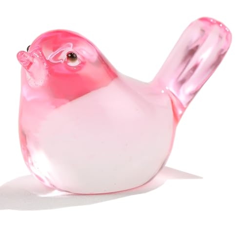 Kristall-Figuren mit rosa Vögeln, Heimdekoration, Glaskunst, Vögel, Sammelfiguren, Briefbeschwerer, Kristall-Dekor, Geschenke für Frauen, Mutter, Freunde (Rosa) von Ornalrist